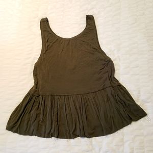 Mossimo Dark Green Peplum Tank Top, Size XS